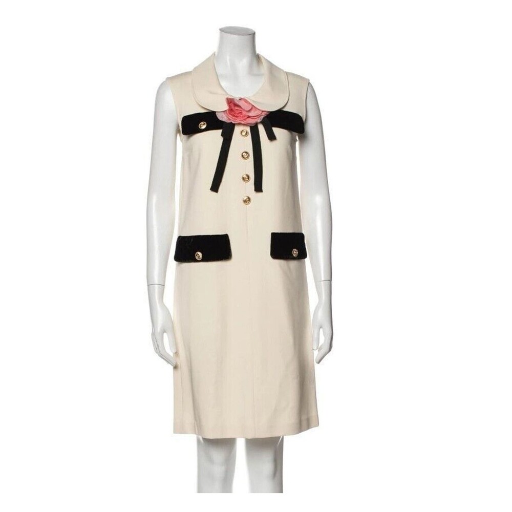 NWT. $3600 GUCCI Floral-appliquéd cady mini dress XXS - Picture 9 of 16